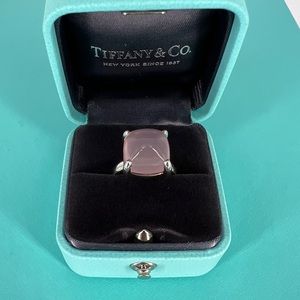 Rose quartz‎ sugar stack ring